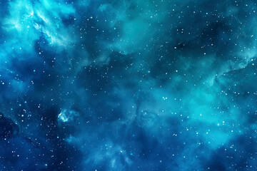 Cosmic background with haze, clouds and stars. Aquamarine streaks and light streaks