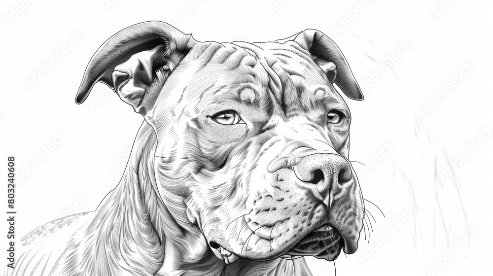 Poster Detailed black and white drawing of a dog, suitable for various design projects