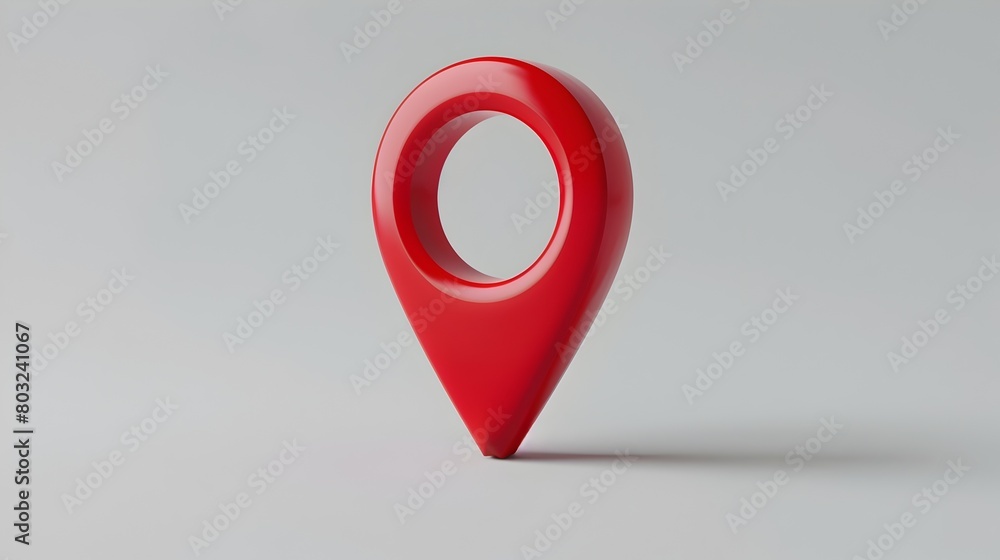 Aufkleber red 3d location icon on plain white background with soft edges