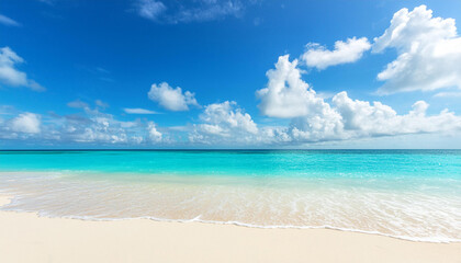 image of a beach landscape on the shore of the sea or ocean. sunny and clear weather at a tropical resort.