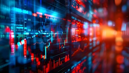 Market fragmentation shown by multiple stock exchanges and trading venues competing for orders. Concept Market fragmentation, Stock exchanges, Trading venues, Competition for orders,