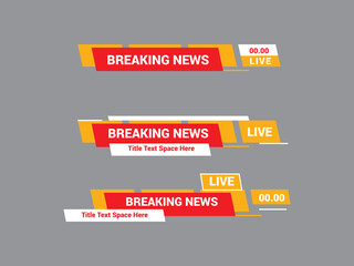 TV News Bars Set Vector. Breaking news lower third. Streaming Video News Sign. Sport News.