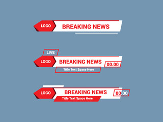 TV News Bars Set Vector. Breaking news lower third. Streaming Video News Sign. Sport News.