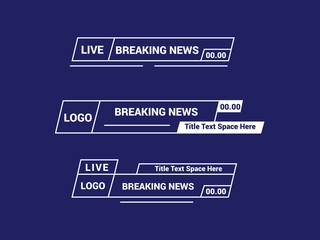 Fototapeta premium TV News Bars Set Vector. Breaking news lower third. Streaming Video News Sign. Sport News.