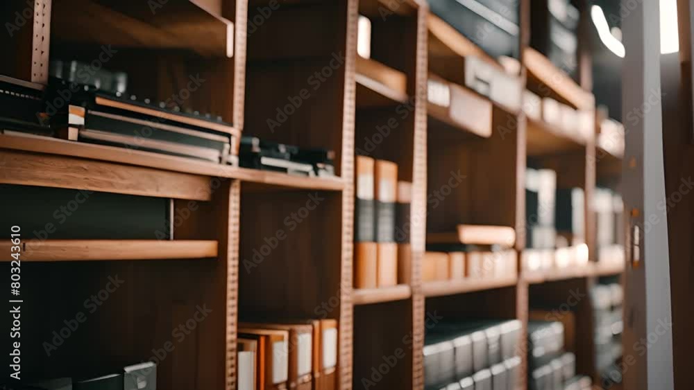 Poster organized bookshelf filled with books and electronics generative ai