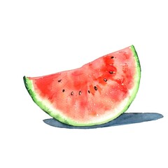 A slice of watermelon is lovingly detailed in watercolor
