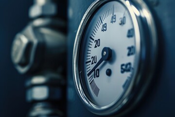 Close up of a gauge on a wall, suitable for industrial concepts