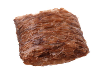 Tasty chocolate cereal pad isolated on white