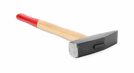 New hammer with wooden handle isolated on white