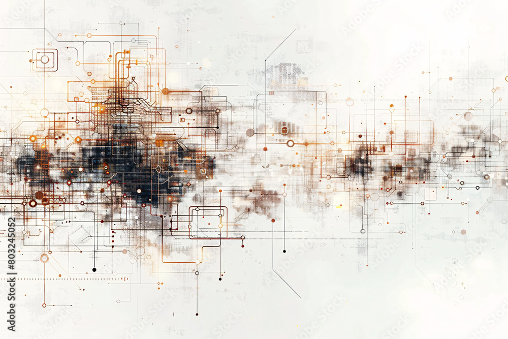 Poster abstract technology background with a blend of mechanical elements and soft textures in neutral tone