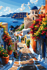 Streets and architecture of Santorini in Greece