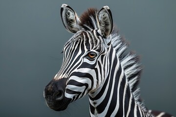 close-up portrait of a majestic and proud zebra2/3 profile, award-winning National Geographic style photo,