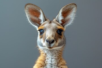 close-up portrait of a majestic and proud kangaroo2/3 profile, award-winning National Geographic style