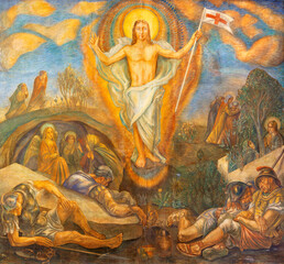 MILAN, ITALY - MARCH 7, 2024: The fresco of Resurrection of Jesus in the church Chiesa di Santa...