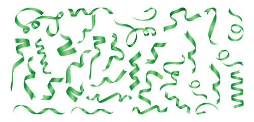 Smooth, realistic green ribbon collection.