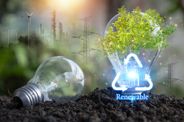 Concept of sustainable development goals in promoting clean energy Green business that uses...