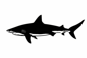 shark silhouette isolated on white background high contrast minimalist wildlife illustration