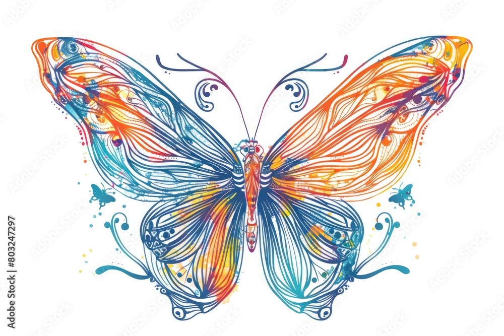 Poster beautiful butterfly on a clean white backdrop, suitable for various design projects