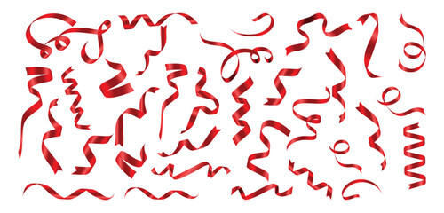 Smooth, realistic red ribbon collection.