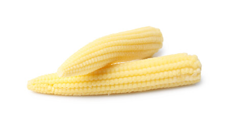 Tasty fresh baby corns isolated on white