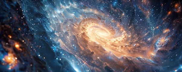A swirling vortex of data forming a mesmerizing galaxy, showcasing the beauty of information patterns