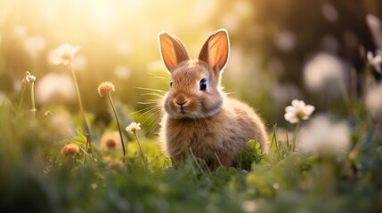 Fototapeta premium cute animal pet rabbit or bunny smiling and laughing isolated with copy space for easter background, rabbit, animal, pet, cute, fur, ear, mammal, background, celebration