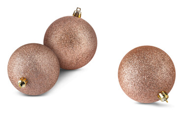 Beautiful glitter Christmas balls isolated on white
