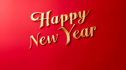 Elegant 'Happy New Year' Text on Festive Red Background