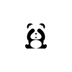 Panda bear silhouette Logo design vector template. Funny Lazy Logo Panda animal Logotype concept icon.
