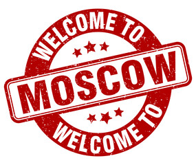 Welcome to Moscow stamp. Moscow round sign