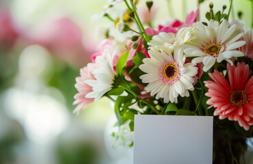 Elegant floral arrangement with empty card