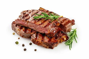 succulent slices of tender grilled beef isolated on clean white background 3d illustration