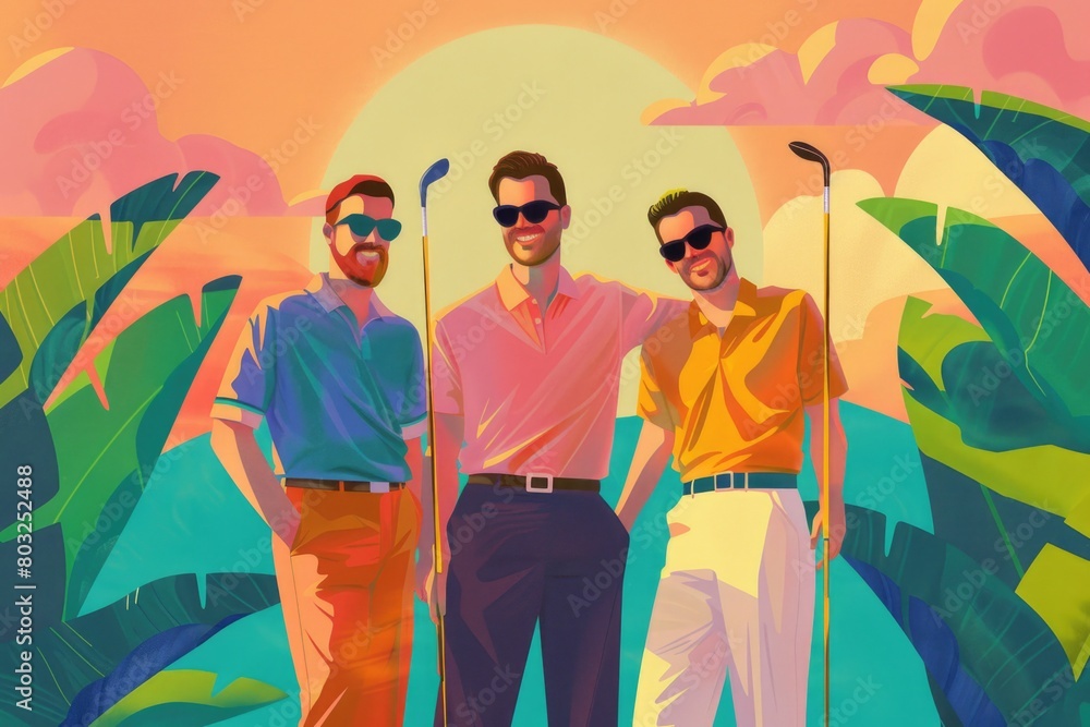 Poster three men standing next to each other. ideal for business or teamwork concepts