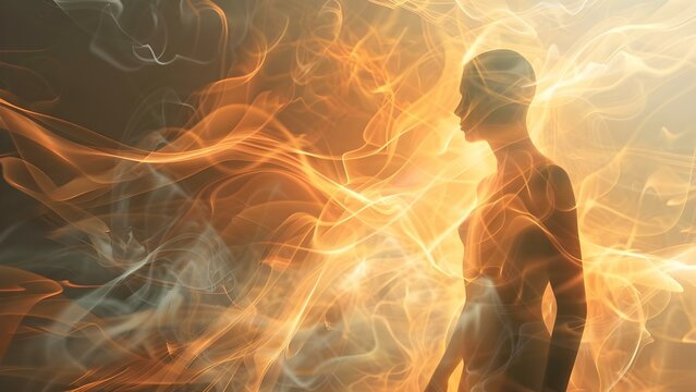 Understanding the Human Electromagnetic Field as a Subtle Energy Enveloping the Body. Concept Subtle Energy, Biofield Science, Human Electromagnetism, Energy Healing, Spiritual Wellness