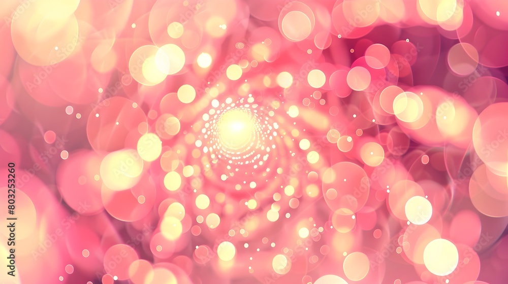 Poster pastel light pink gradient bokeh shapes design tunnel effect background with soft luminous bokeh