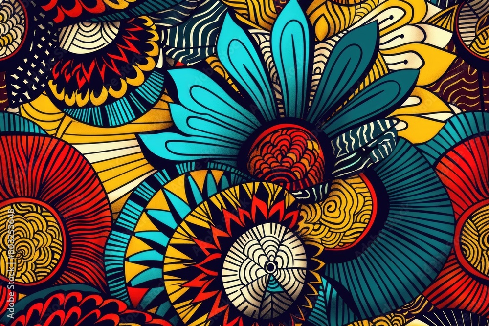 Poster vibrant floral pattern on dark backdrop. ideal for design projects