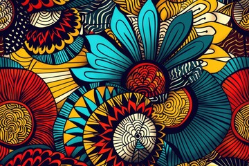 Naklejka premium Vibrant floral pattern on dark backdrop. Ideal for design projects