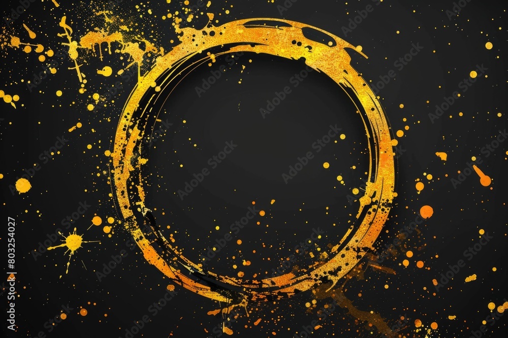 Poster A striking gold paint splatter on a dark backdrop. Perfect for adding a touch of elegance to design projects
