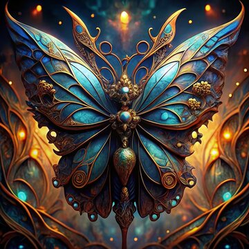 butterfly, cinematic lighting, intricate filigree metal design, 4k, 8k, unreal engine, octane render