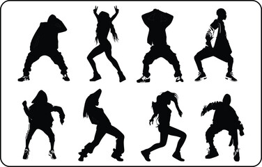 silhouettes of dancing girls