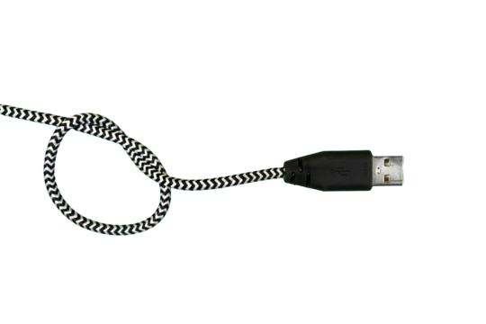 a USB cable knotted - Powered by Adobe