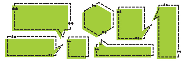 Set with quote box frame in abstract style. Vector texting quote boxes. Quote box frame big set best for speech quotation. Creative vector banner illustration. 