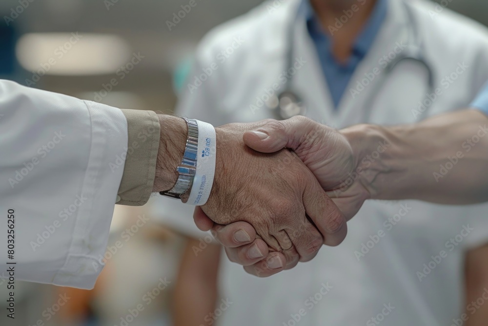 Aufkleber close up of two people shaking hands. suitable for business and partnership concepts