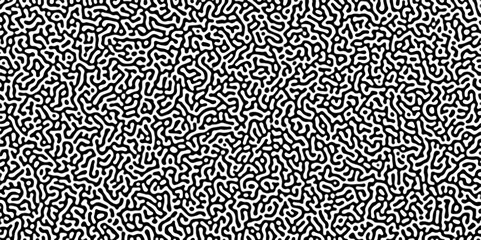 Abstract Turing organic wallpaper with background. Turing reaction diffusion monochrome seamless pattern with chaotic motion. Natural seamless line pattern.