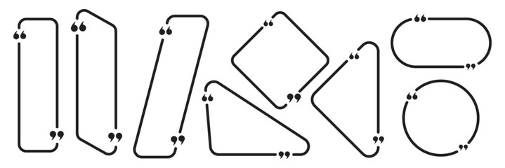 Quote box frame big set for the great design of speech quotation marks. Templates of texting black line quote frames for definition, remark, and citation design. Texting quote boxes. 11:11 