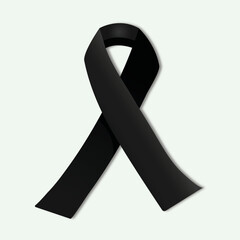 Black mourning ribbon on background. Vector illustration