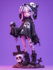 Creepy Kawaii Ghostly Girl Girl , Goth creepy , 3D render