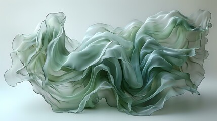 Delicate Green Textile with Vibrant and Dynamic Motion
