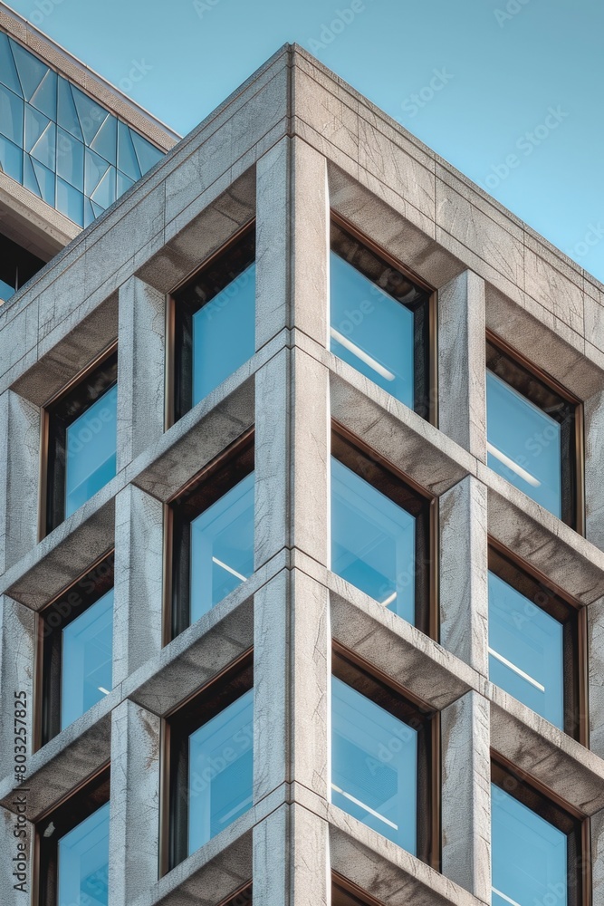 Aufkleber A tall building with a clock on top. Suitable for architectural projects
