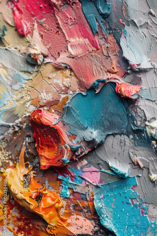 Poster close up of a vibrant abstract painting. suitable for art and creativity concepts